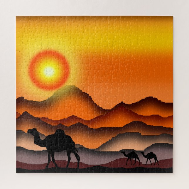 Camions Au Puzzle Sunset Desert (Vertical)