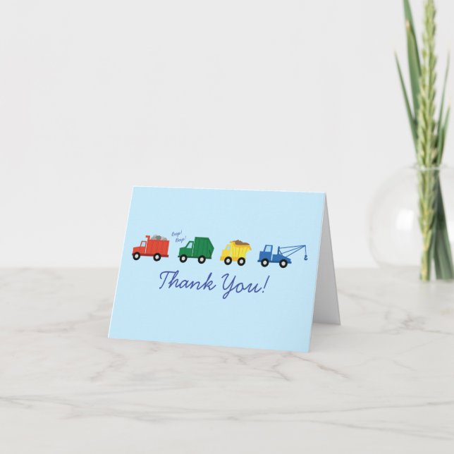 Camions Boy's Cute Kid's Merci Cartes stationnaire (Devant)