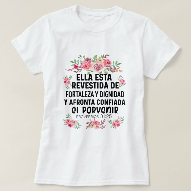 Camiseta cristiana en espanol Versiculo Spanish Ch T-Shirt (Design Front)