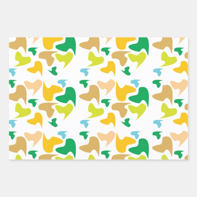 Cammo Designer Wrapping Paper Set of 3 sheets. (Front)
