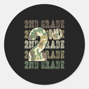 Camo 2nd grade squad first day of school boy girl classic round sticker