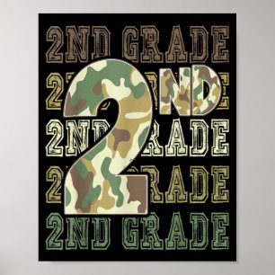 Camo 2nd grade squad first day of school boy girl poster