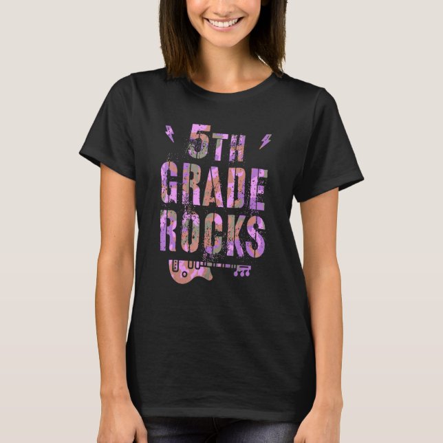 Camo 5th Grade Rocks Teacher I Teach Fifth Gr Rock T-Shirt (Front)