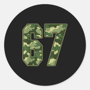 Camo #67 Jersey Number 67 Uniform Fan Favorite Pla Classic Round Sticker