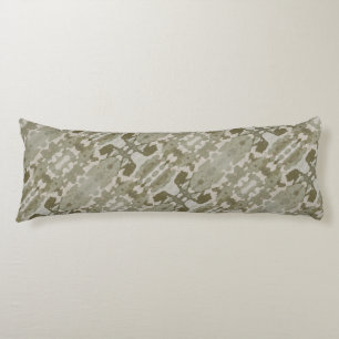 Camo Abstract Grey Olive Green Cream Body Pillow