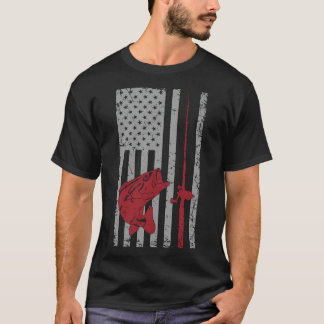Camo American Flag Bass Fishing Gift USA Flag Cool T-Shirt