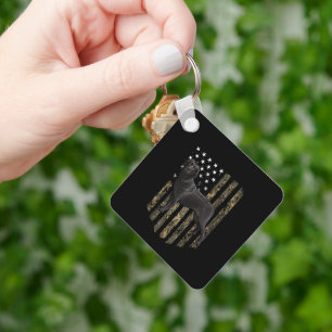 Camo American Flag Black Labrador Retriever 4th Of Keychain