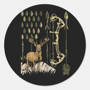 Camo American Flag Bowhunting Bow Archery Deer Classic Round Sticker