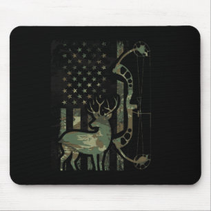 Camo American Flag Buck Hunting Men Recurve Bow Hu Mouse Pad