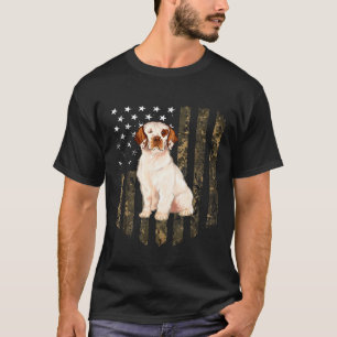 Camo American Flag Clumber Spaniel 4th Of July Usa T-Shirt