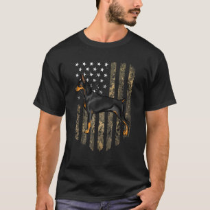 Camo American Flag Doberman Pinscher 4th Of July U T-Shirt