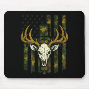 Camo American Flag Elk Skull Deer Hunting Youth Bo Mouse Pad