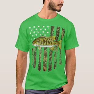 Camo American Flag Smallmouth Bass Fishing 4th Of T-Shirt