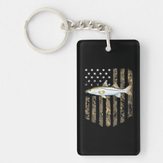 Camo American Flag Snook Fishing 4th Of July Keychain