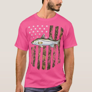 Camo American Flag Snook Fishing 4th Of July  T-Shirt