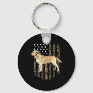 Camo American Flag Yellow Labrador Retriever 4th O Keychain