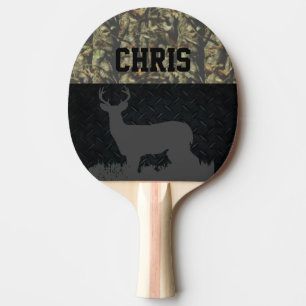 Camo and Diamond Plate Deer Hunting Name Paddle