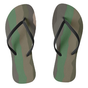 Camo and Green abstract Stripes Flip Flops