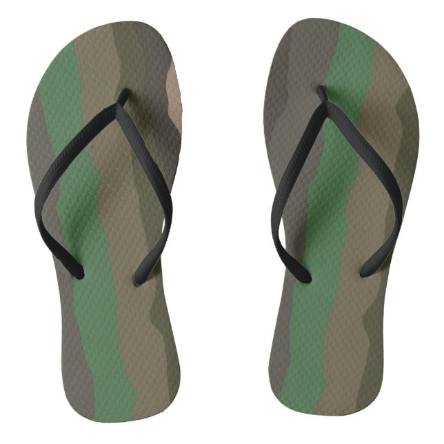 Camo and Green abstract Stripes Flip Flops (Footbed)