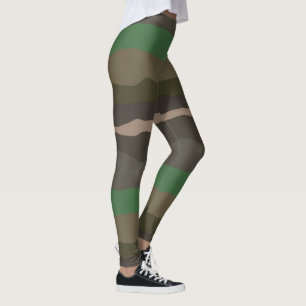 Camo and Green abstract Stripes Leggings