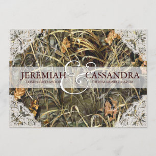 Camo and White Lace Wedding Invitation