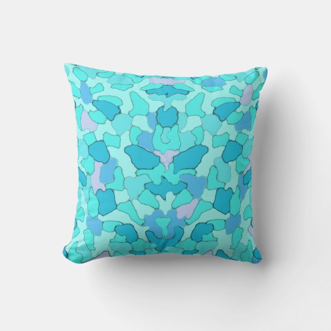 Camo Aqua Throw Pillow (Front)