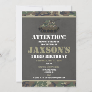 Camo Army Birthday Invitation