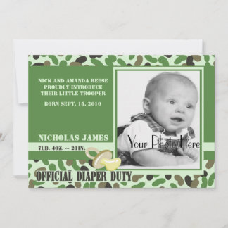 Camo Baby/ Green Invitation