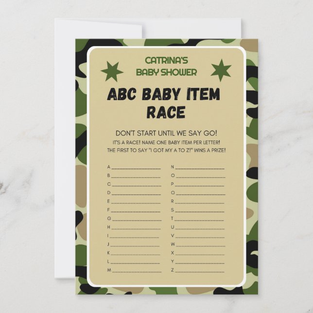 Camo Baby Shower - Editable Name, 5x7 Invitation (Front)