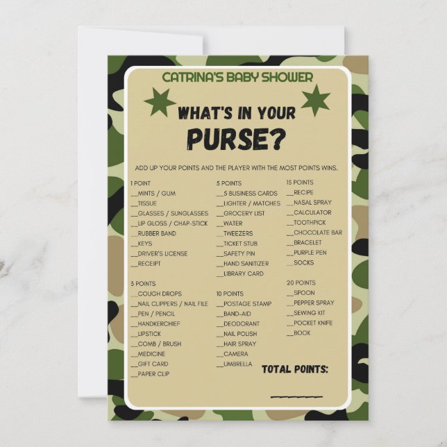 Camo Baby Shower - Editable Name, 5x7 Invitation (Front)