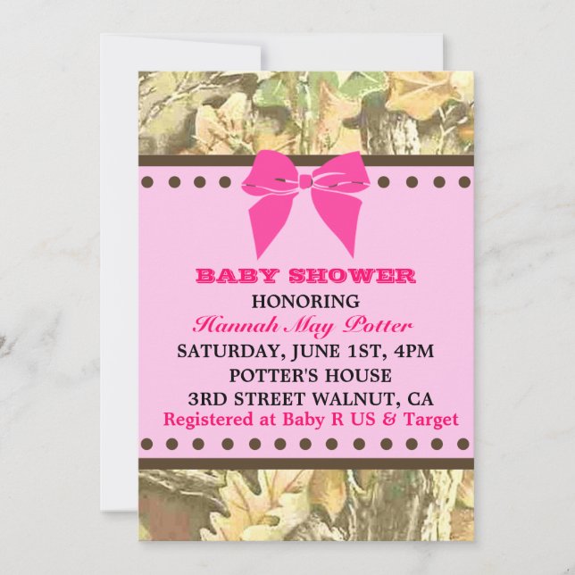 Camo Baby Shower Party Invitation (Front)