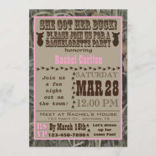 Camo Bachelorette Party Invitation Pink
