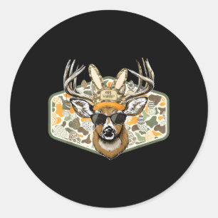 Camo Backward Cap Deer Buck Easter Egg Hunter Boy Classic Round Sticker