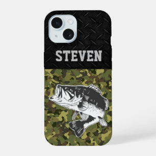 Camo Bass Fishing Name Men Sports Largemouth Case- iPhone 15 Case