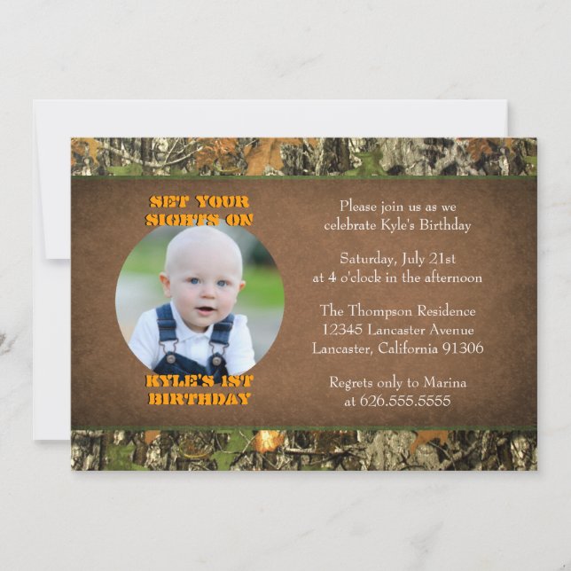 Camo Birthday Boy Photo Invitations (Front)