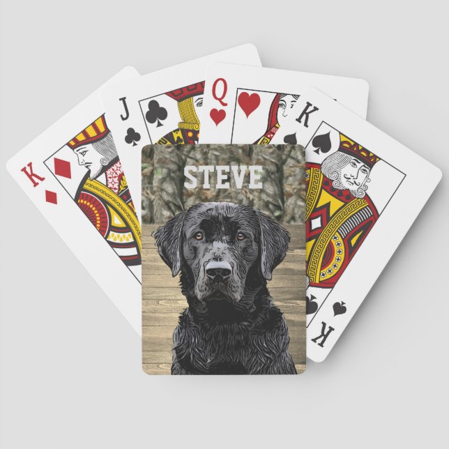 Camo Black Lab Dog Breed Animal Name Playing Cards (Back)