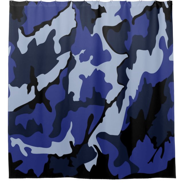 Camo bleu, rideau de douche (Devant)