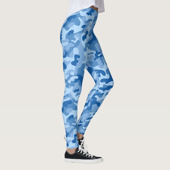 Camo Blues Imprimé Personnalisé Dames Leggings (Droite)