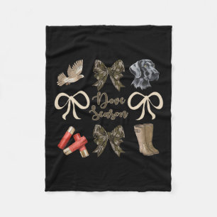 Camo Bow Coquette Dove Season Hunting Dove Hunter  Fleece Blanket