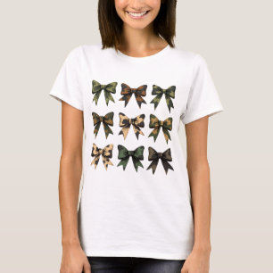 Camo Bows Military Ribbon Camouflage Soldier Dad T-Shirt