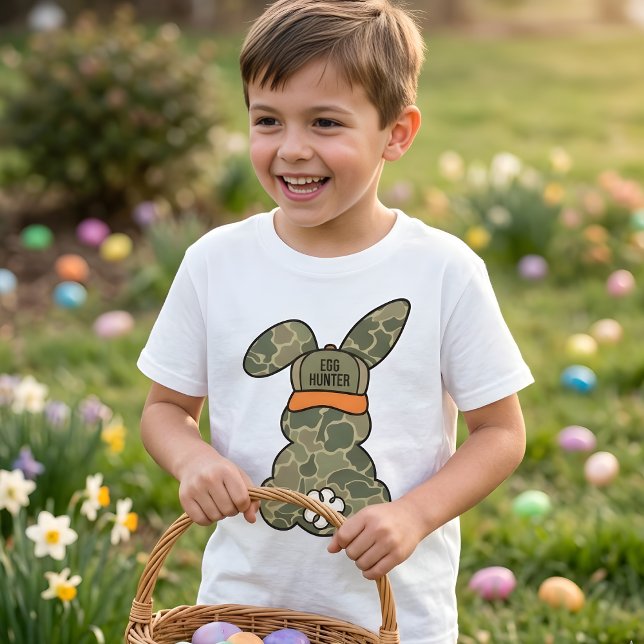 Camo Bunny Egg Hunter Funny Easter Boys Gift Idea T-Shirt (Creator Uploaded)