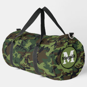 Camo Camouflage Army Monogram Large Duffel Bag