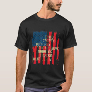 Camo Camping Bonfires Country Music Trucks Patriot T-Shirt