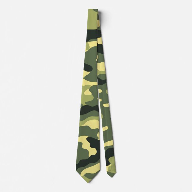 Camo Camping Hunting Green Camouflage Tie (Front)
