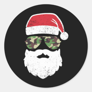 Camo Christmas In July Retro Vintage Camo Christma Classic Round Sticker