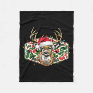 Camo Christmas Santa Deer Hunting Season Holiday O Fleece Blanket