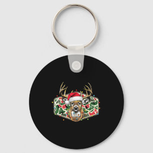 Camo Christmas Santa Deer Hunting Season Holiday O Keychain