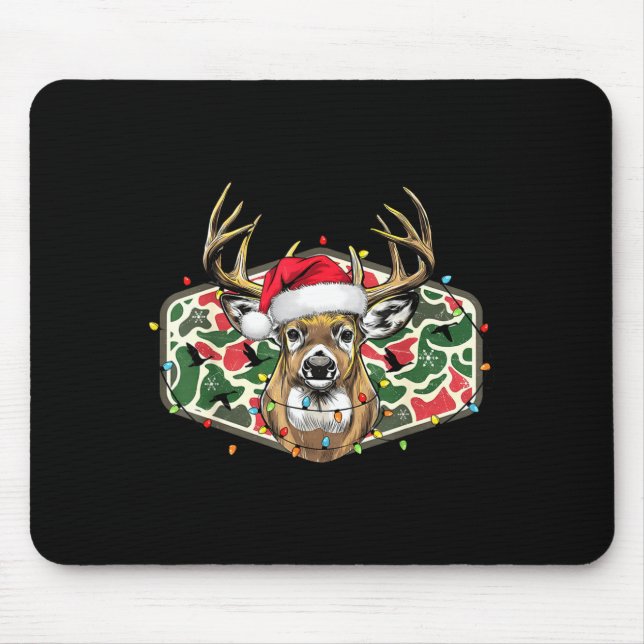 Camo Christmas Santa Deer Hunting Season Holiday O Mouse Pad (Front)