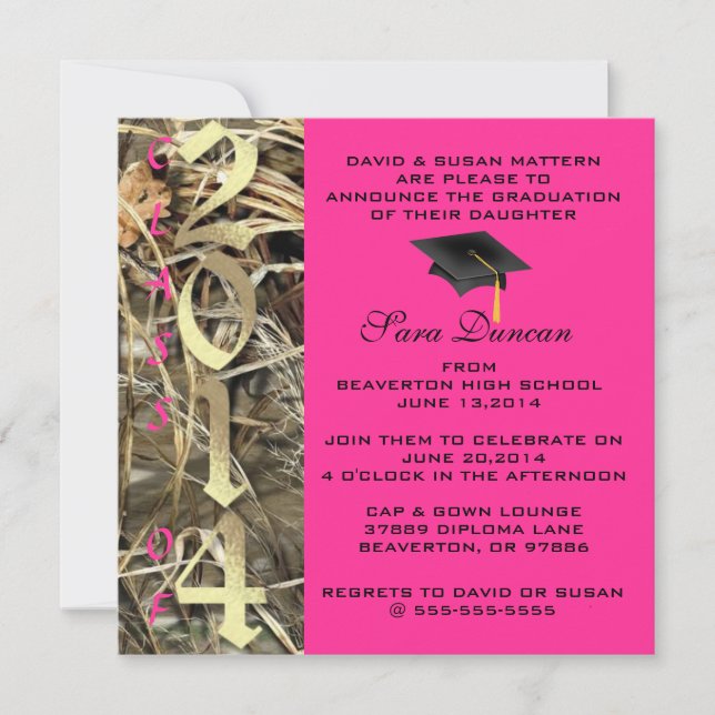 Camo Classic Elegant 2014 Graduation Invitation (Front)