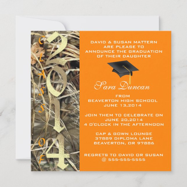 Camo Classic Elegant 2014 Graduation Invitation (Front)